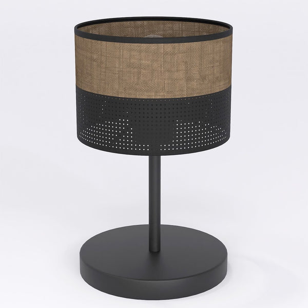 Lampe à poser Karbon noire, tissu marron