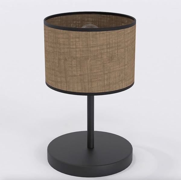 Lampe à poser Eco marron et noire, tissu marron
