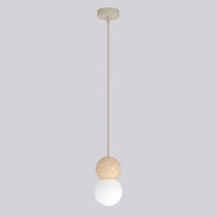 Suspension Loop beige, bois blanc