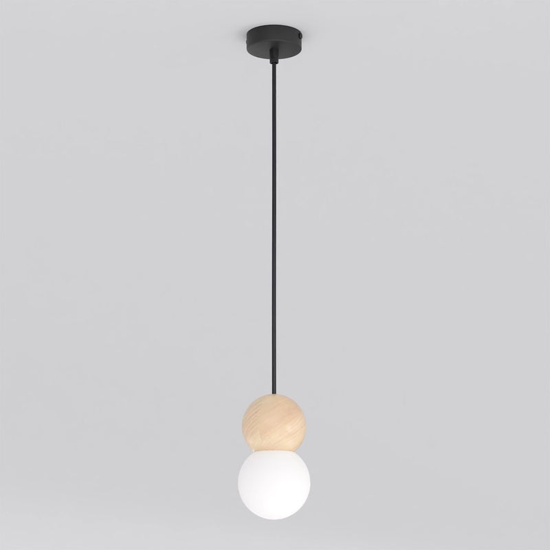 Suspension Loop noire, bois blanc