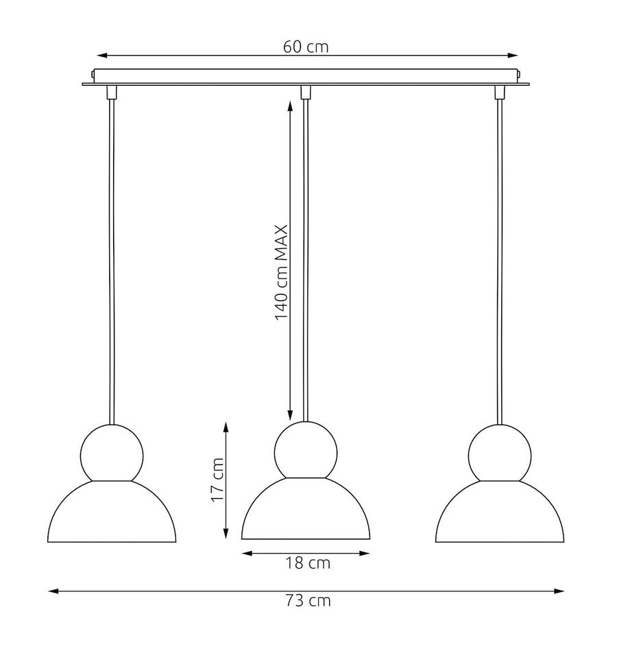 Suspension Kaki 3 lumières blanche, bois