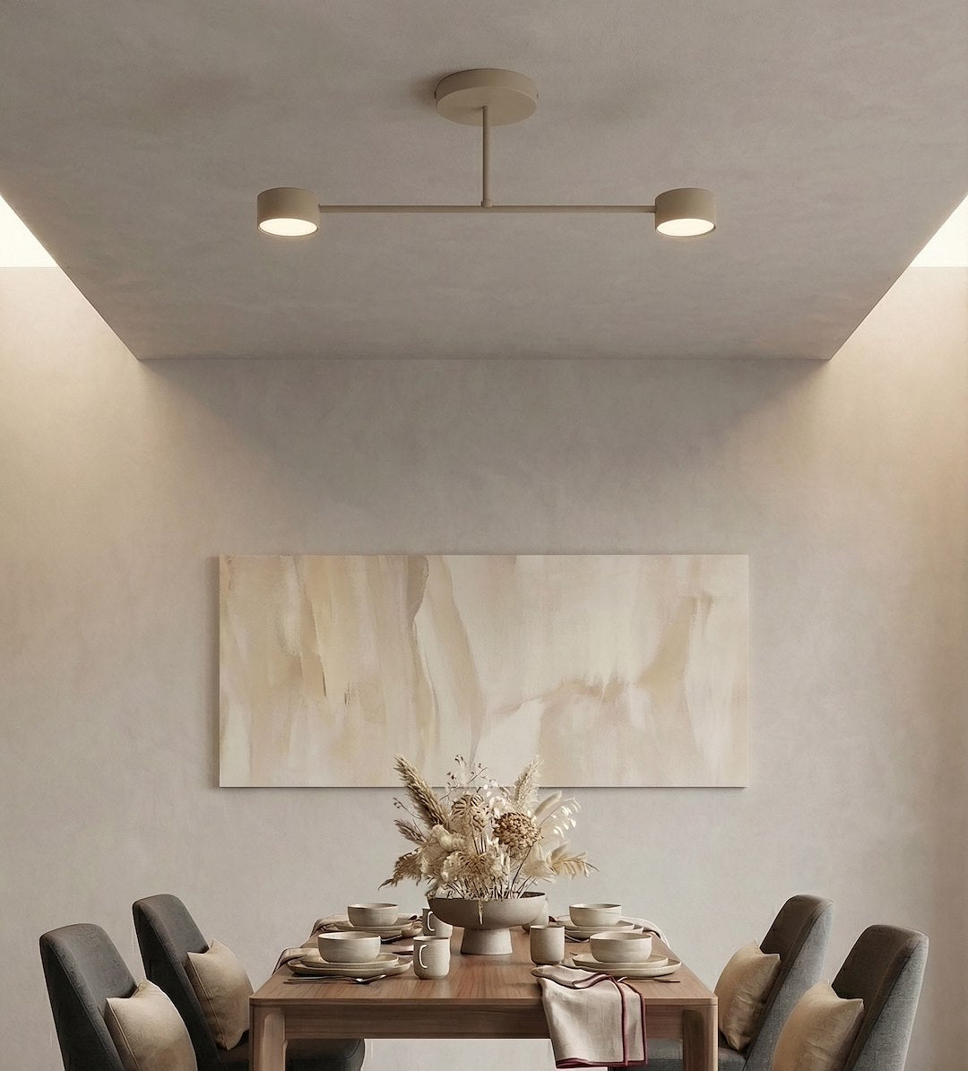Plafonnier Halo 2 lumières beige