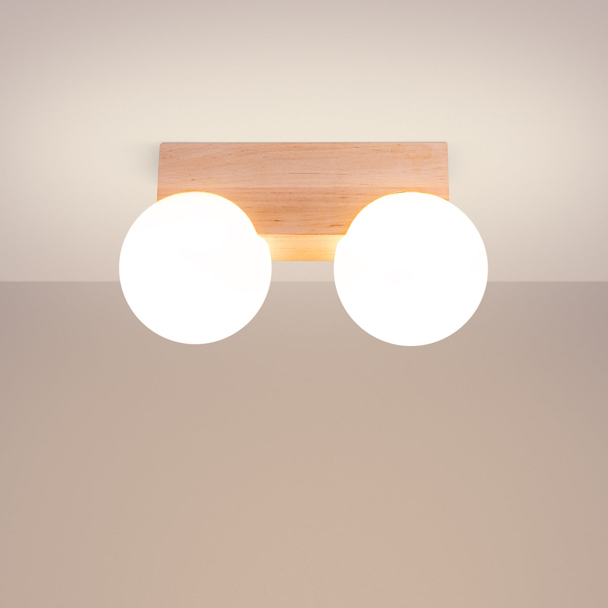 Plafonnier BULBO 2 bois naturel