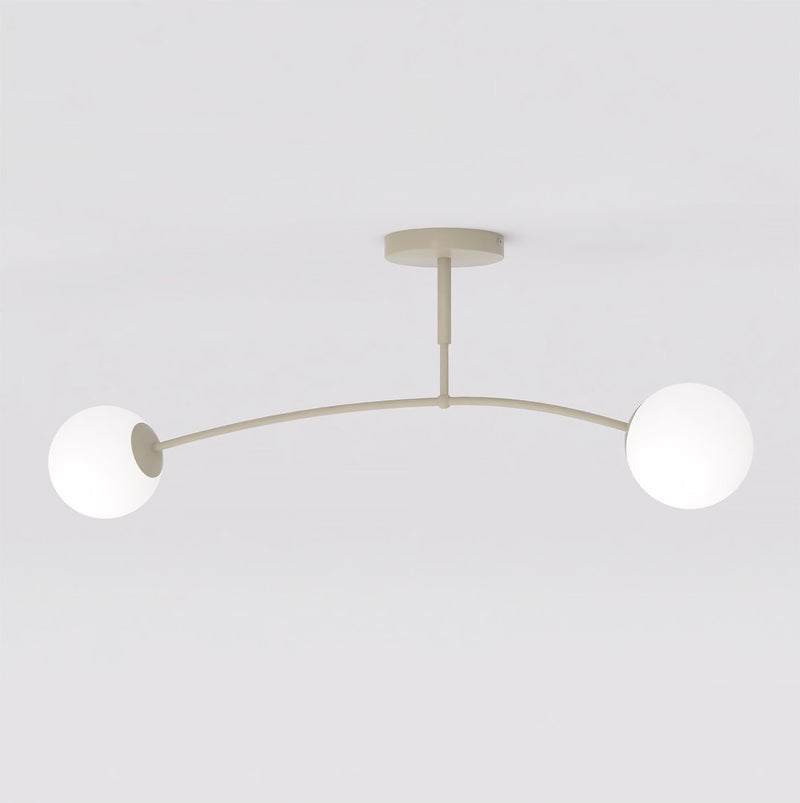 Plafonnier Pregos 2 lumières beige, verre blanc