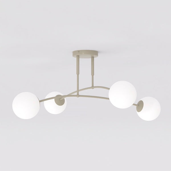Plafonnier Pregos 4 lumières beige, verre blanc