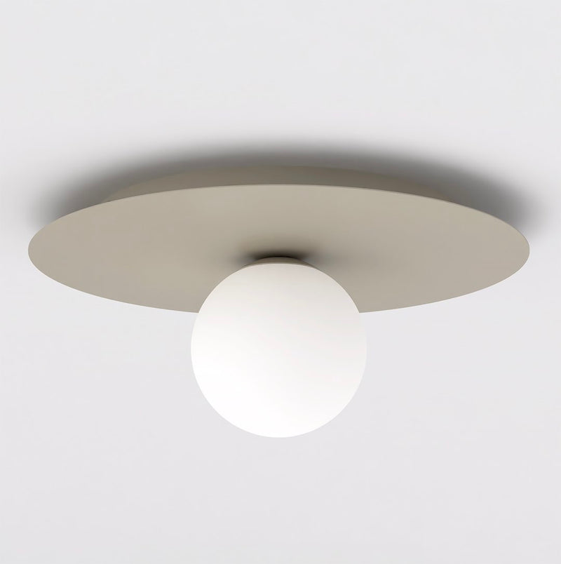 Plafonnier Solar beige, verre blanc