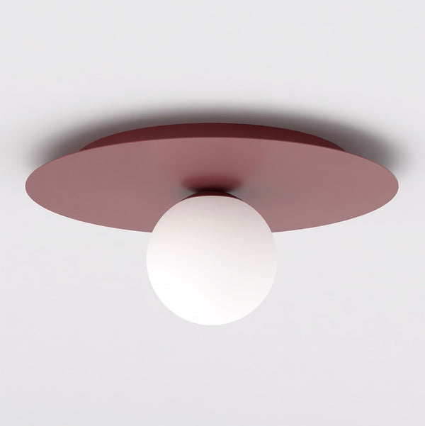 Plafonnier Solar bordeaux, verre blanc