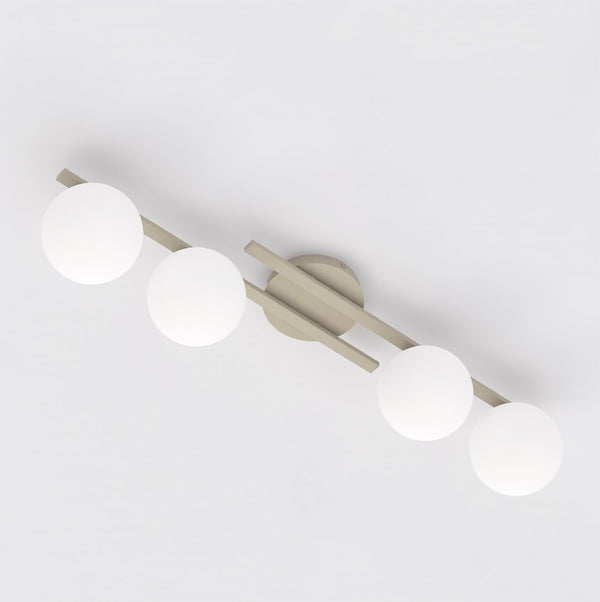Plafonnier Kairo 4 lumières beige, verre blanc