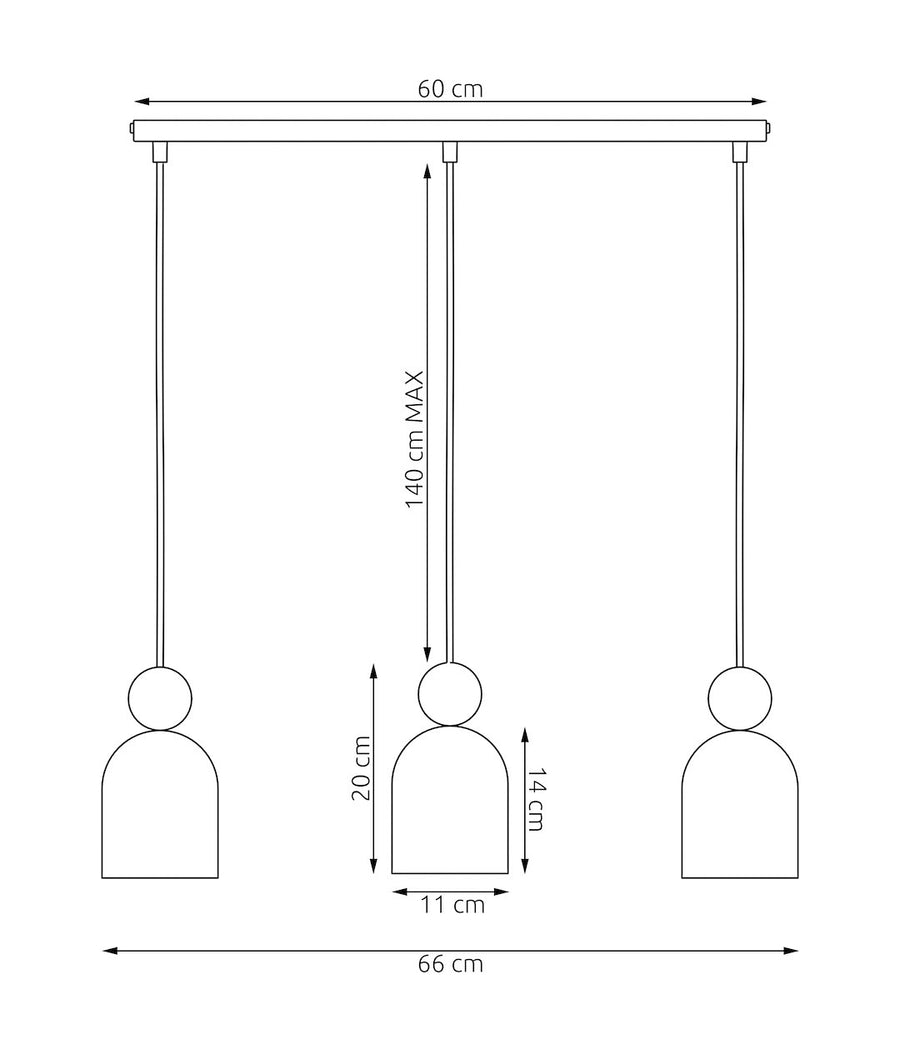 Suspension Mesi 3 lumières blanche, bois