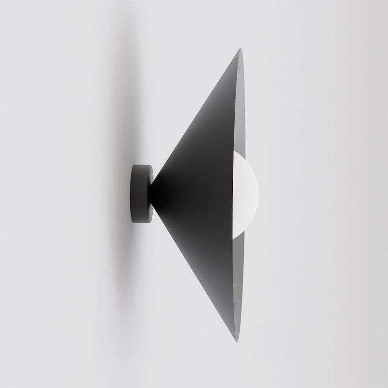 Applique murale Mono noire, verre blanc, H 40 cm