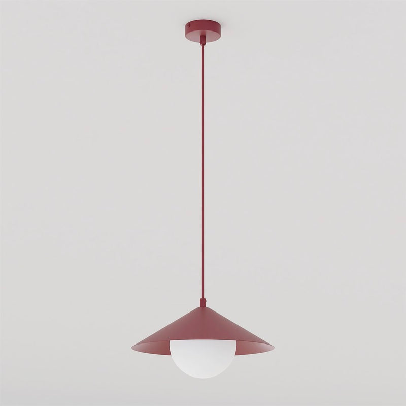 Suspension Mono bordeaux, verre blanc, H 30 cm