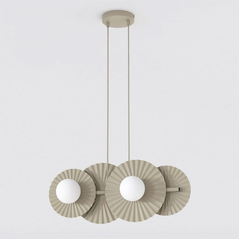 Suspension Umbra 4 lumières beige, verre blanc