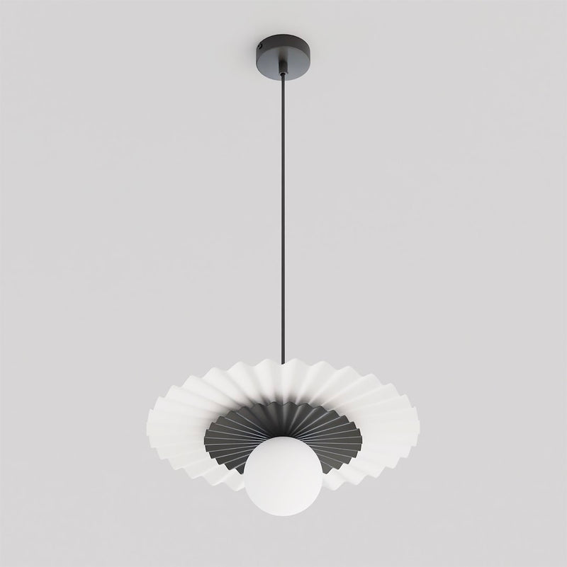 Suspension Umbra noire, verre blanc