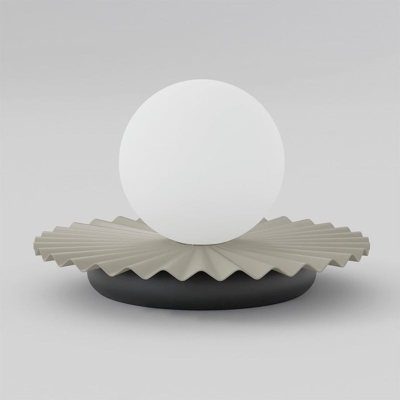 Lampe à poser Umbra beige et noire, verre blanc
