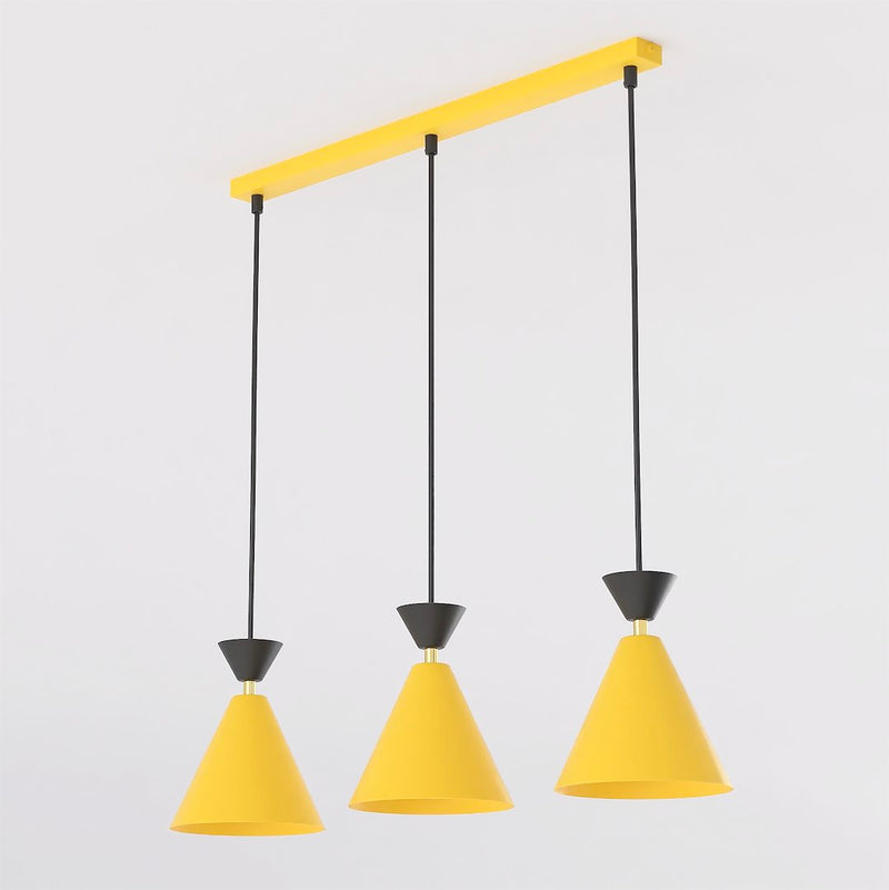 Suspension Klever 3 lumières orange et noire, H 16 cm