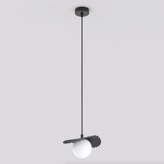 Suspension Flora noire, verre blanc