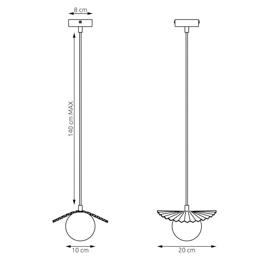 Suspension Flora blanche, verre blanc
