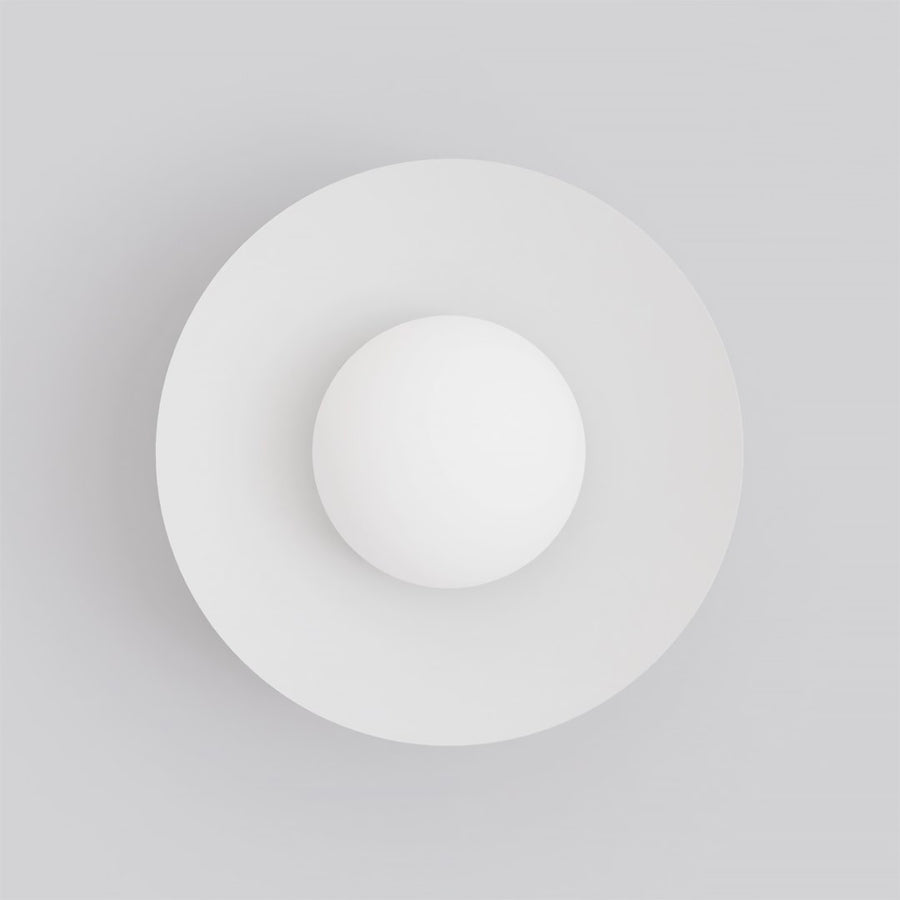 Vue de face montrant le disque conique blanc et la sphère centrale