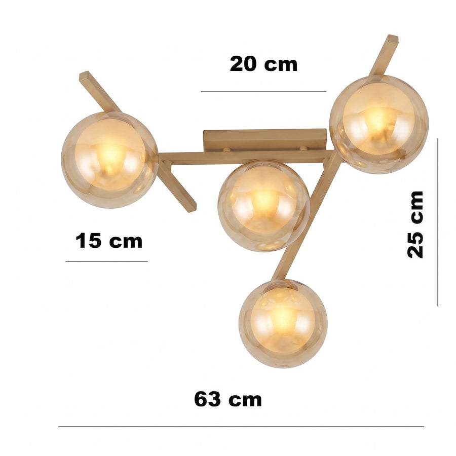 Schéma coté du plafonnier indiquant 63 cm de large, 25 cm de haut.