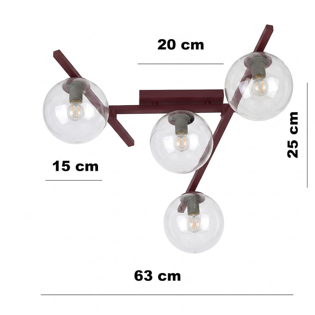 Schéma de dimensions du plafonnier avec mesures 20, 15, 25 et 63 cm.