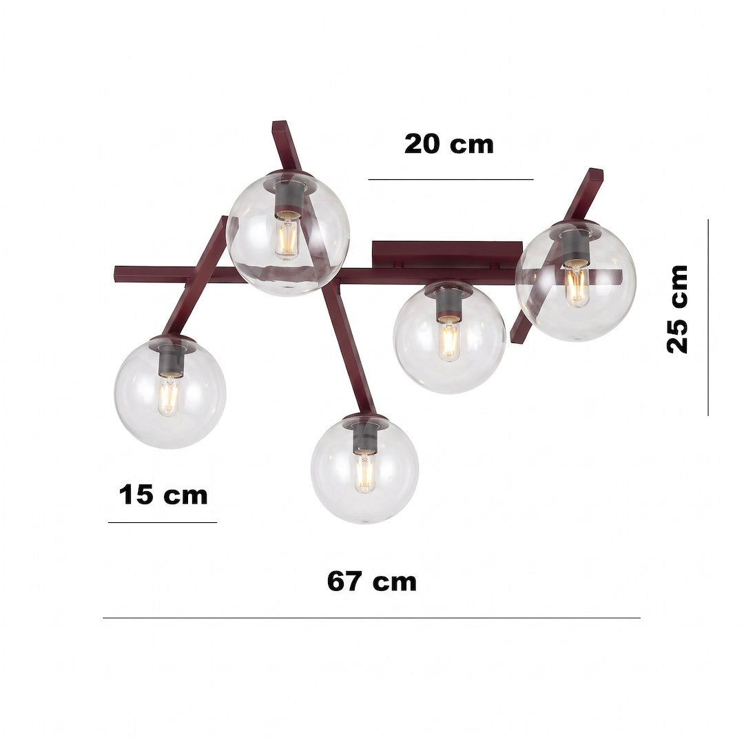 Schéma coté du plafonnier indiquant 67 cm de large et 25 cm de haut