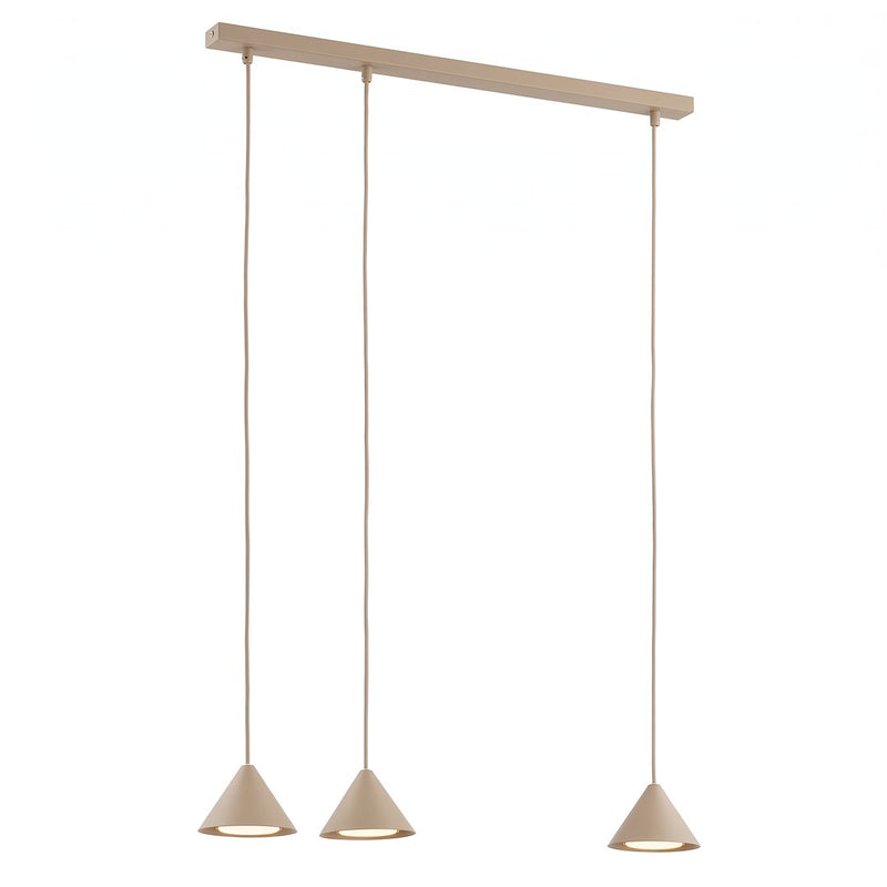 Suspension Elit 3 lumières beige, H 12 cm