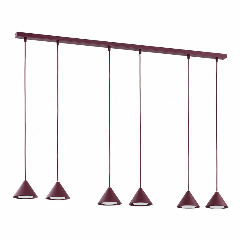 Suspension Elit 6 lumières bordeaux