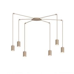 Suspension Traker 6 lumières beige