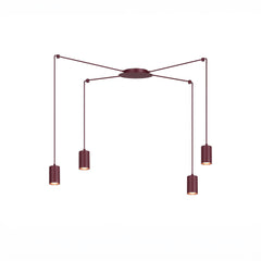 Suspension Traker 4 lumières bordeaux