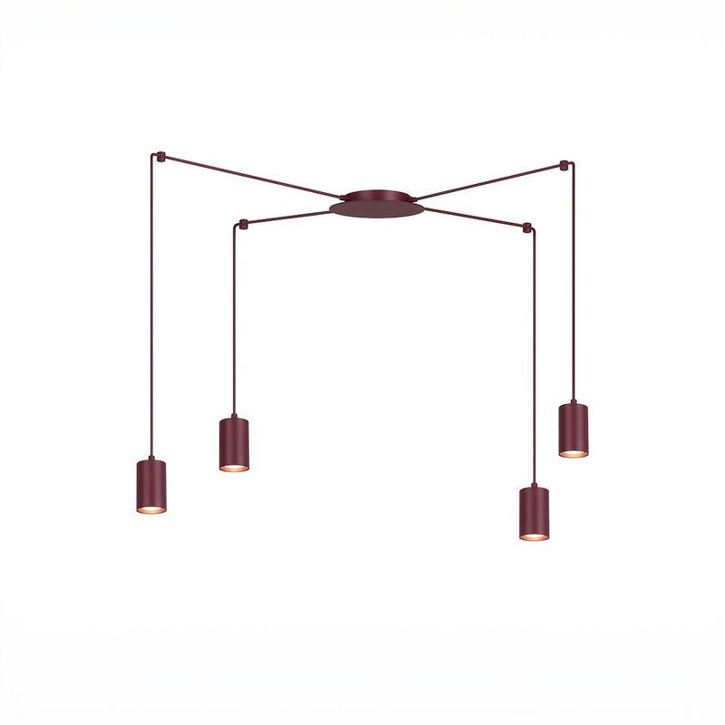 Suspension Traker 4 lumières bordeaux
