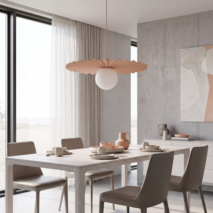 Suspension Umbra corail, verre blanc