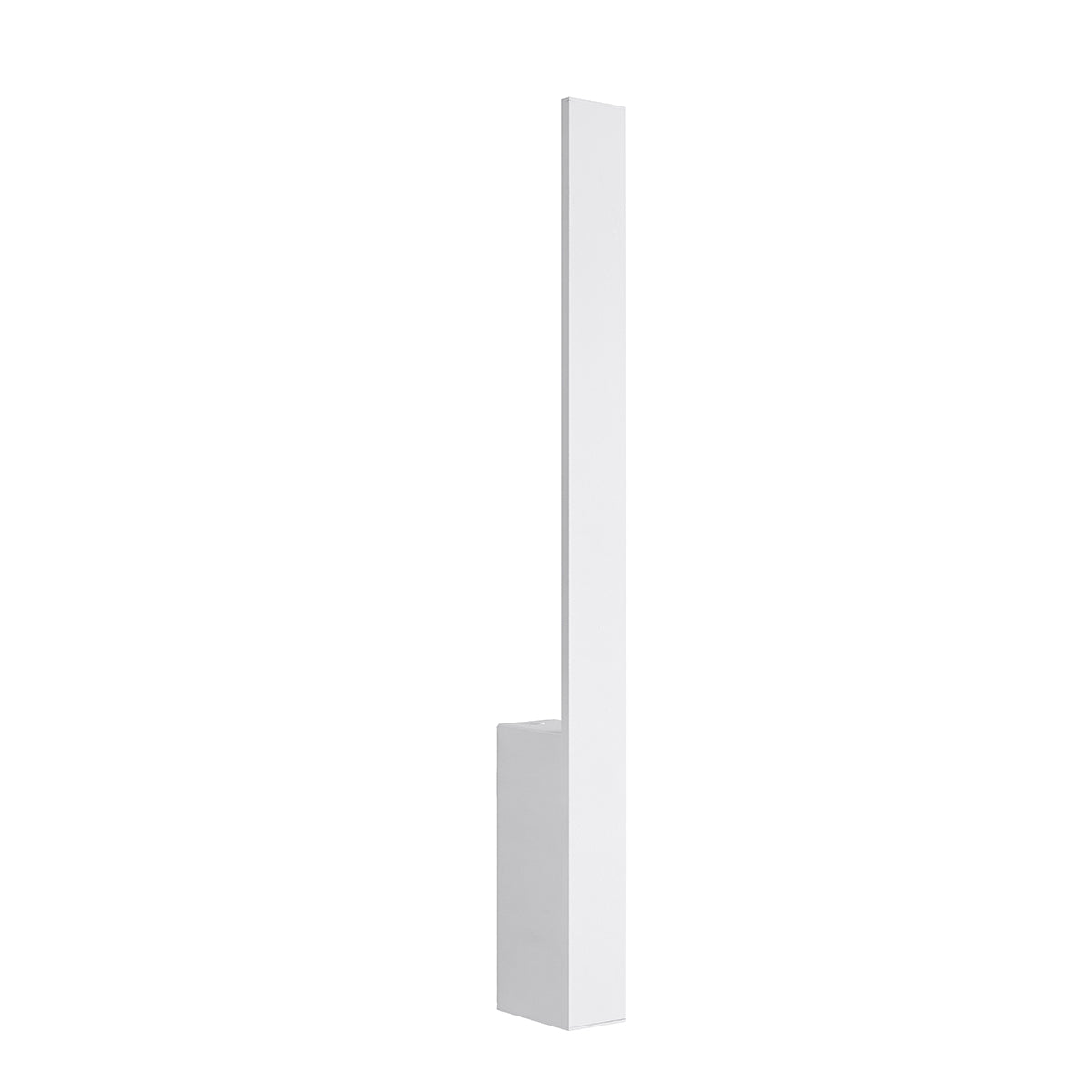 Vue de face d'une applique murale blanche verticale à base rectangulaire, éteinte