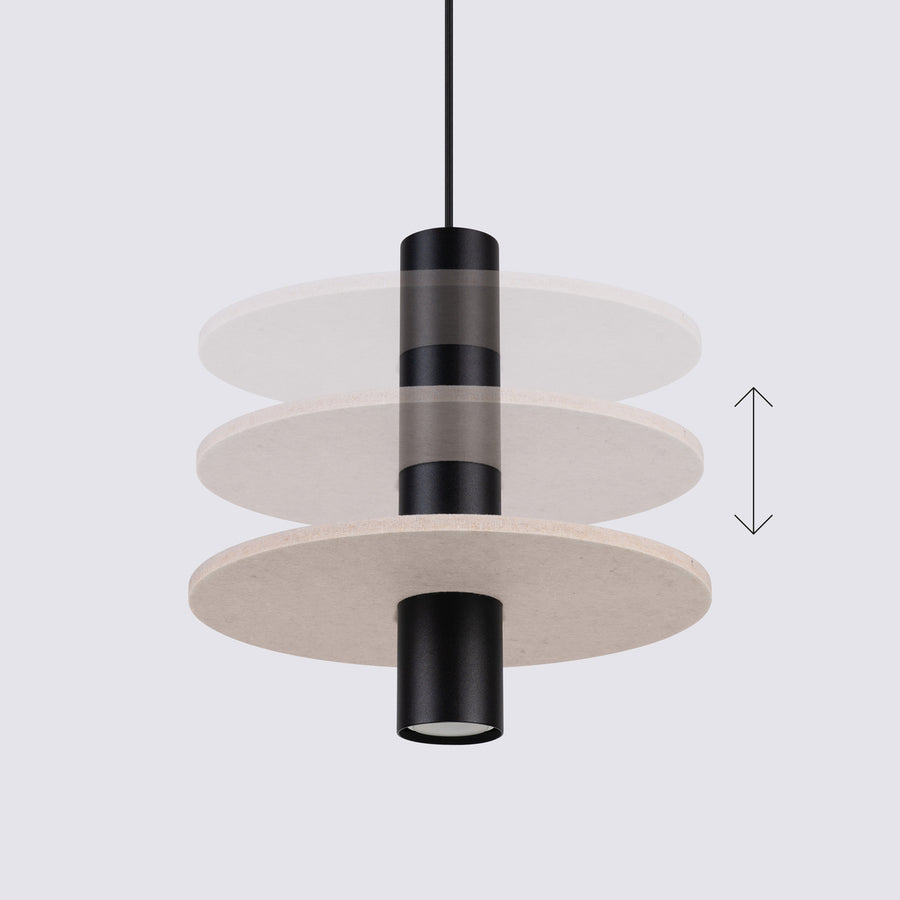 Schéma de réglage en hauteur, disque beige coulissant sur cylindre noir