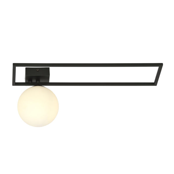Plafonnier Imago noir, verre opale, version B
