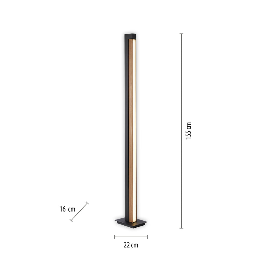 Lampadaire Pure-Lines bois et anthracite