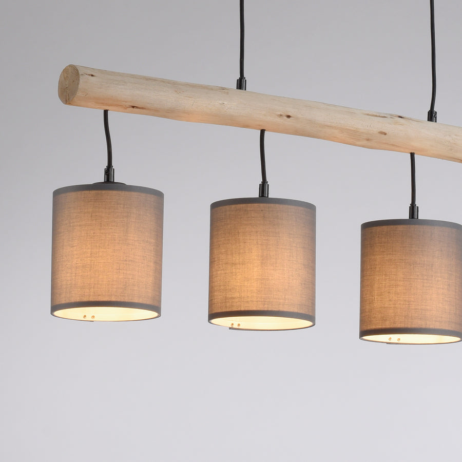 Suspension Green Trib 4 lumières bois et beige