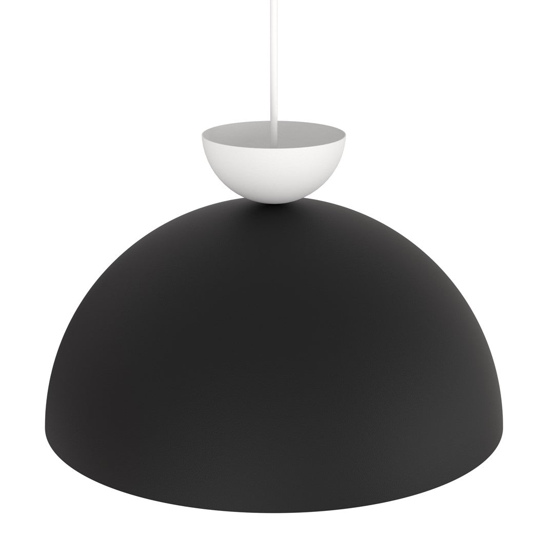 Suspension Lunaro 1 lumière noire et blanche, taille L