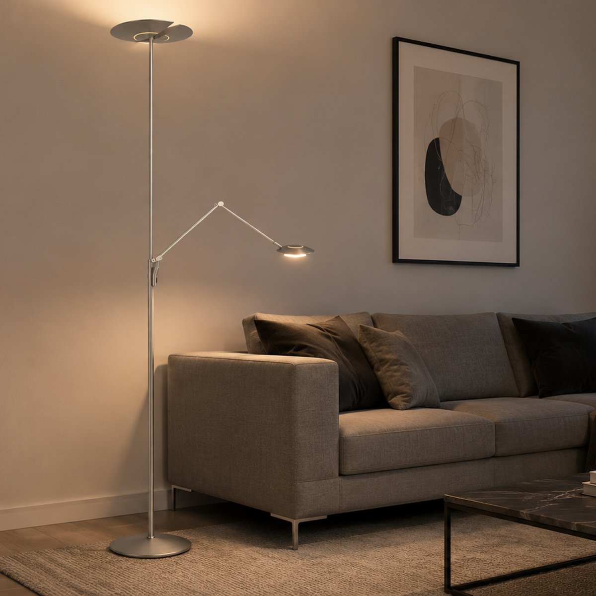 Lampadaire Zenith2 argenté
