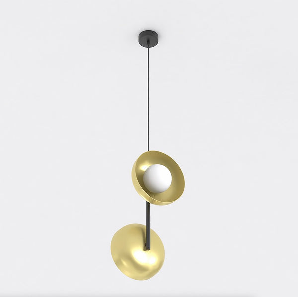 Suspension Vanille 2 lumières noire et dorée