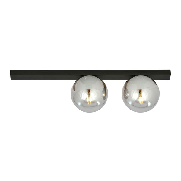Plafonnier Fit 2 lumières noir, verre graphite