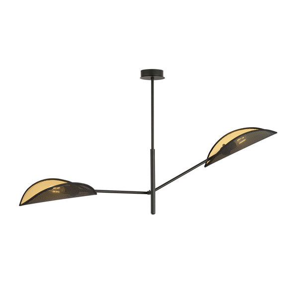 Suspension Vene 2 lumières noire et dorée