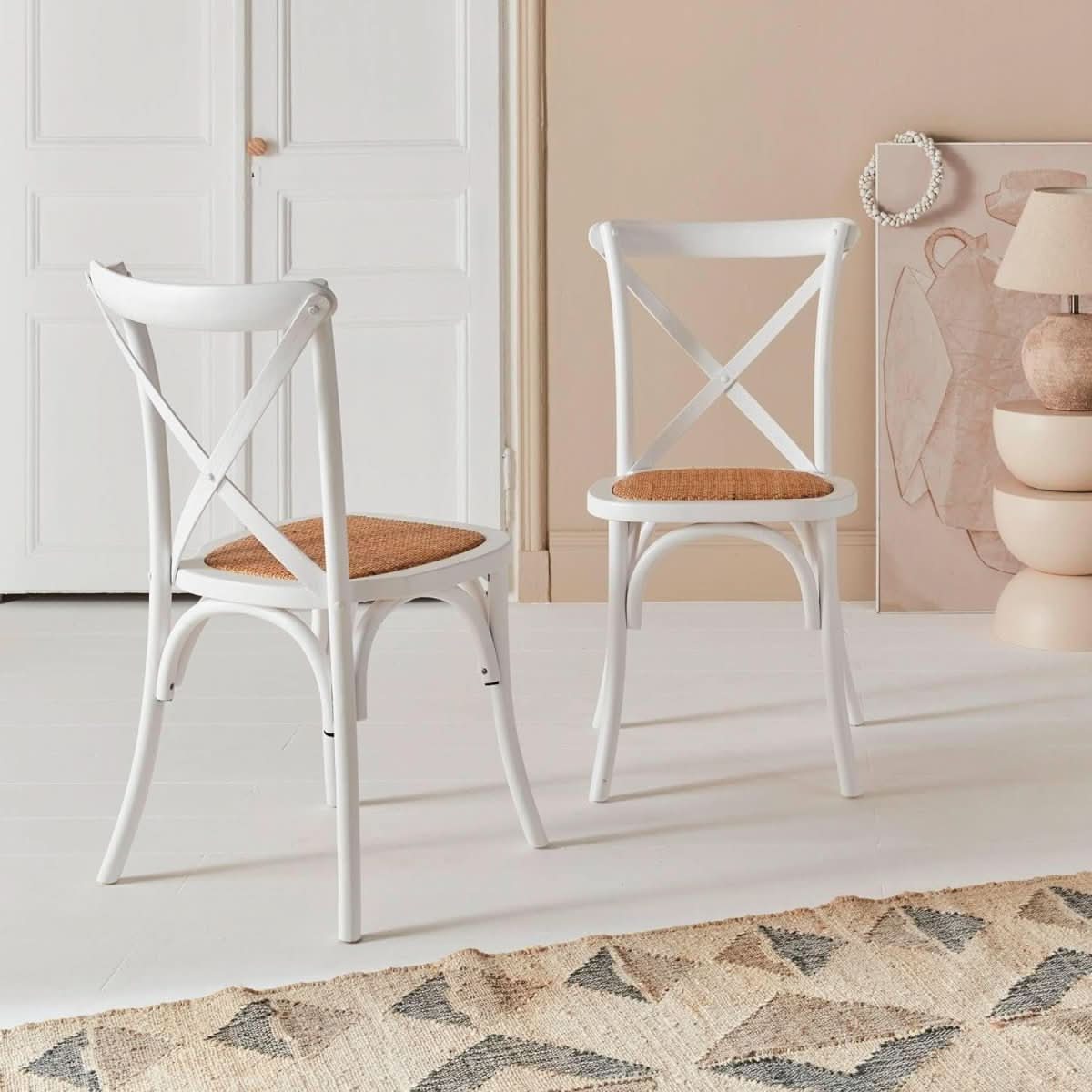 2 Chaises Bistrot Bois Rotin | Roh - Designix Chaises