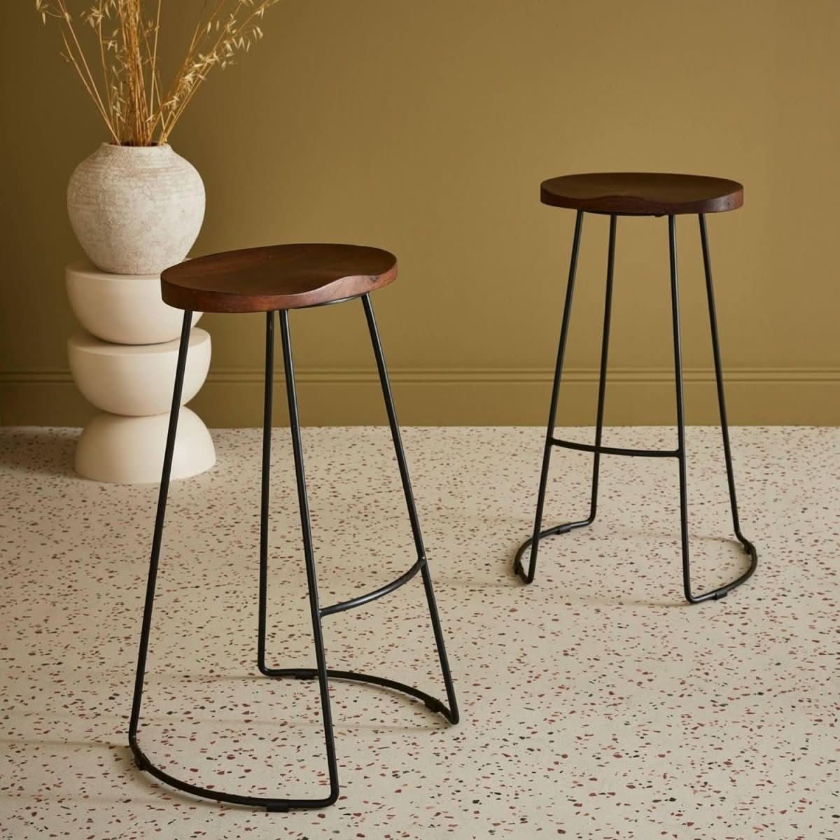 2 Tabouret Bar Bois Manguier | Flot - Designix Tabouret