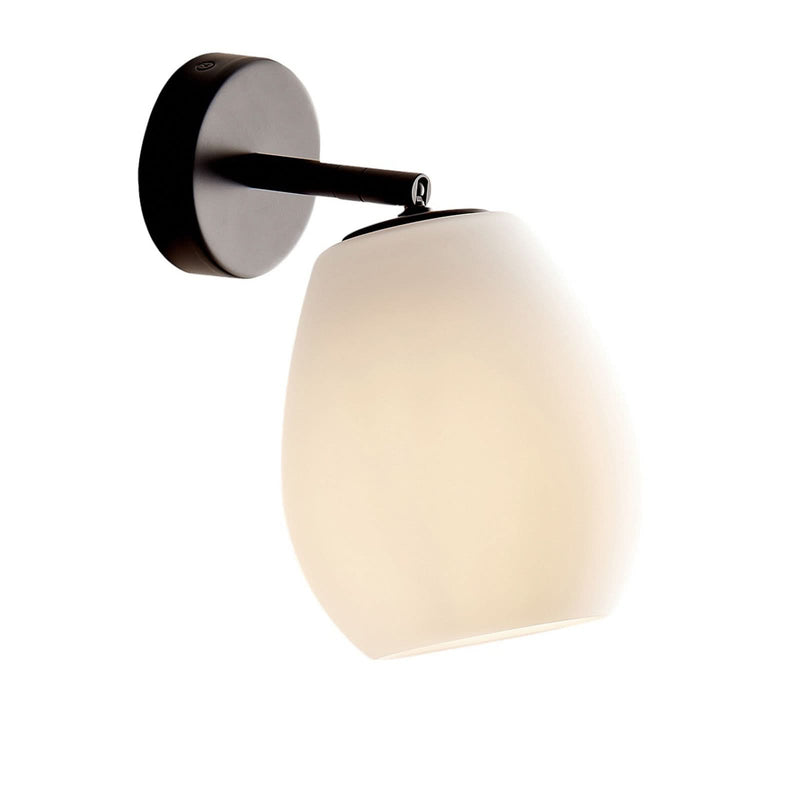Applique murale Bagan en verre, blanc et noir, hauteur 19 cm