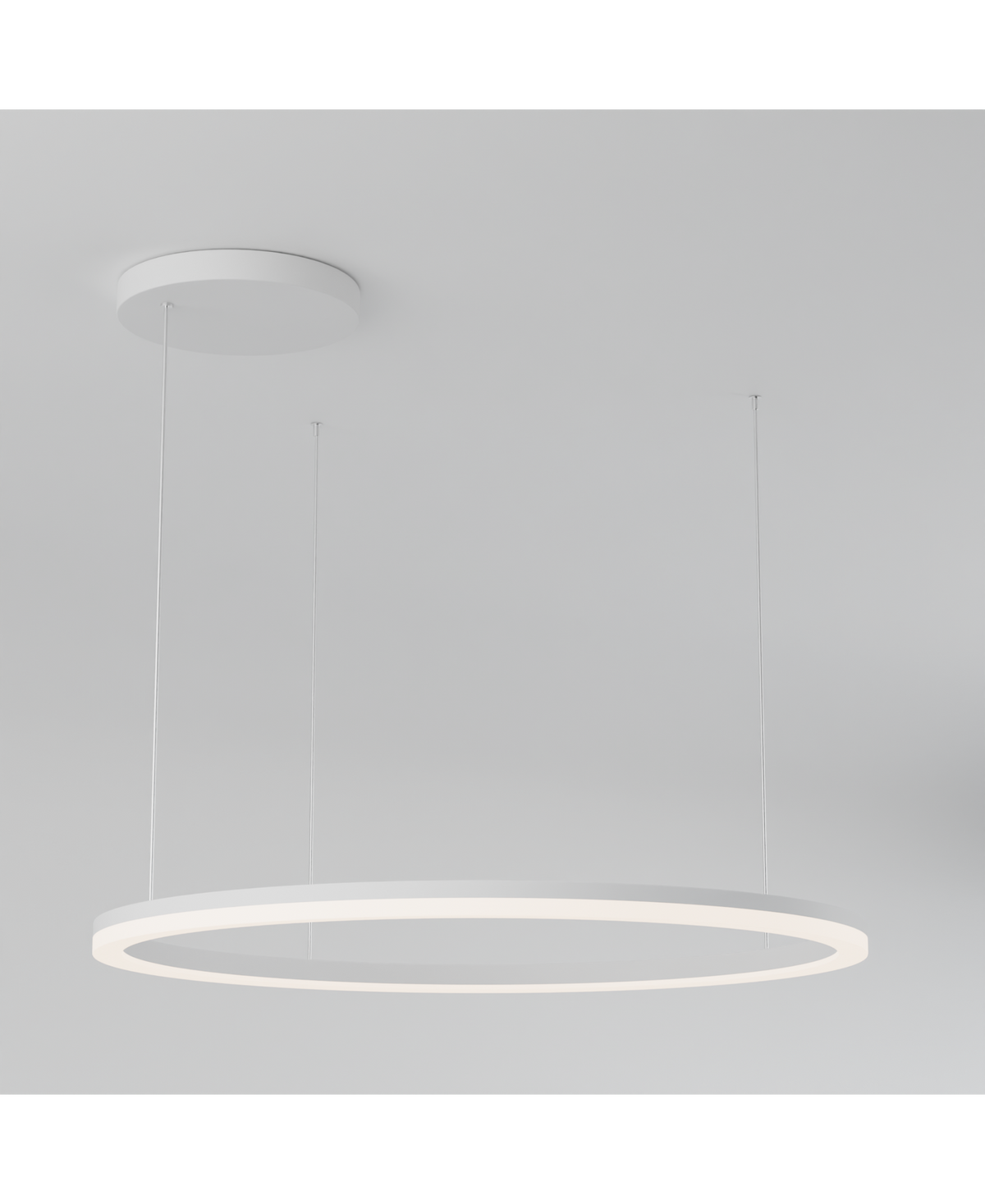 Luminaire en fonctionnement, éclairage homogène du ruban LED circulaire