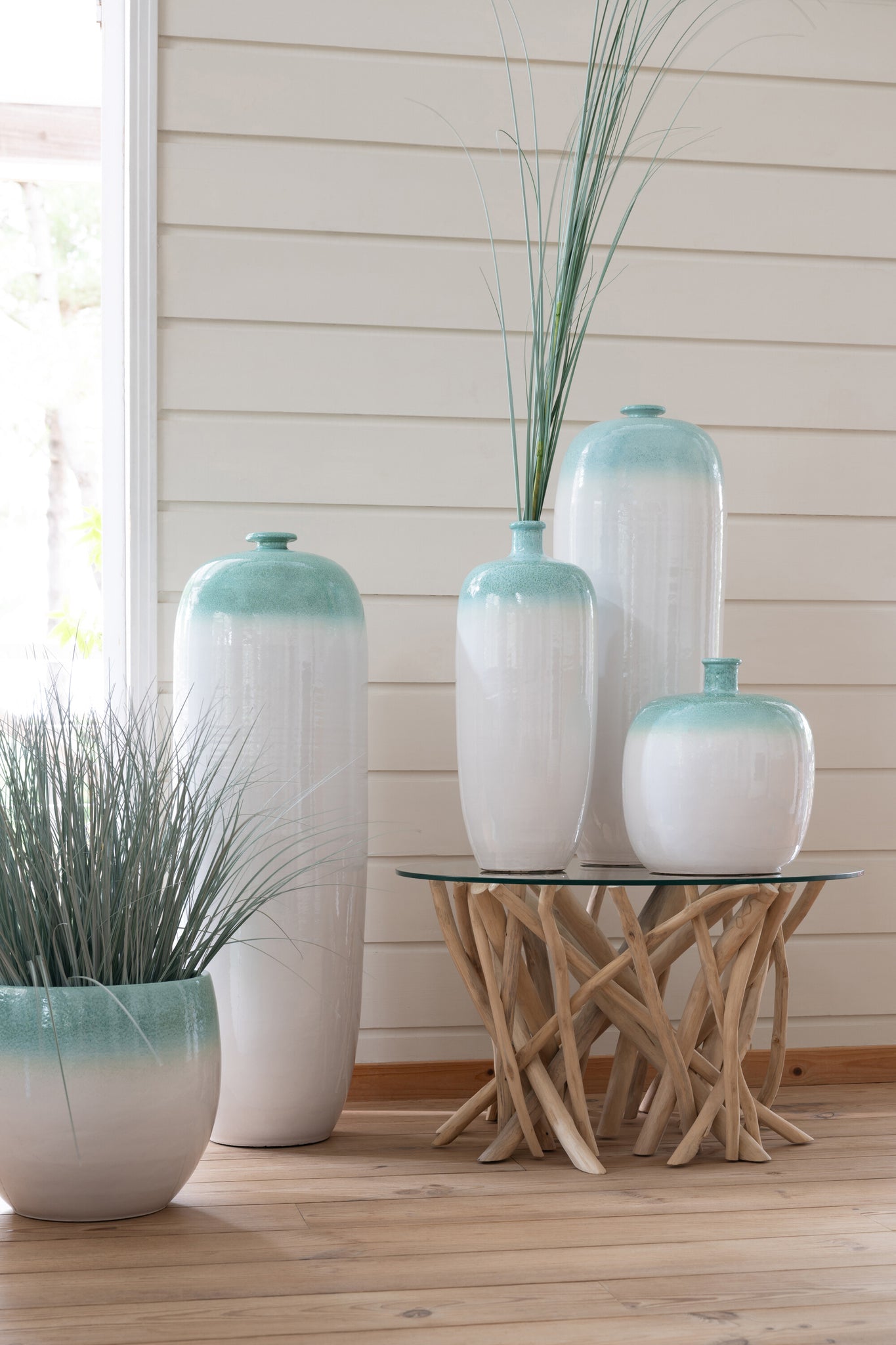 Table Basse Teck Naturel Verre