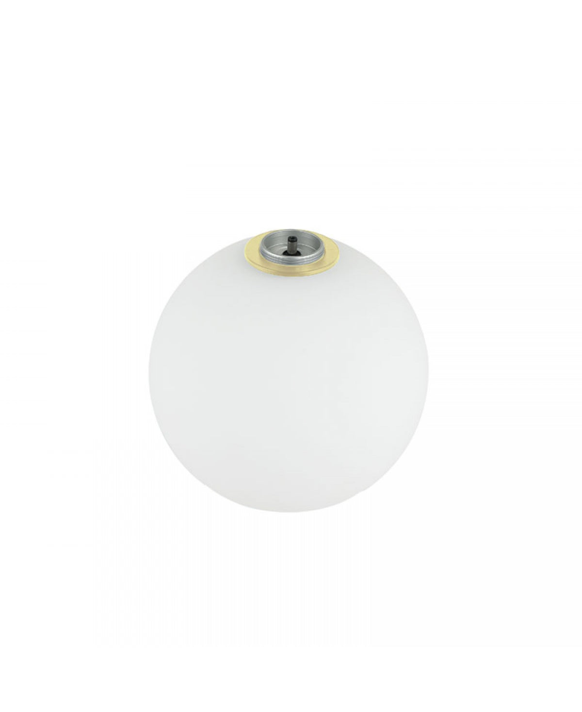 Diffuseur terminal rond vu de face, monture dorée et filetage central apparent