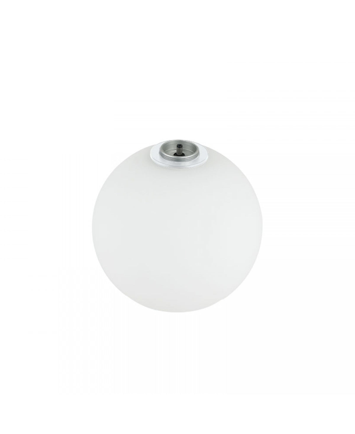 Globe de verre opalin blanc vu de face sur fond neutre