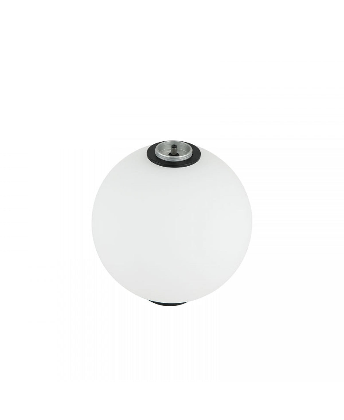 Module diffuseur intermediaire seul, sphere de verre opalin blanc avec collerette metallique noire