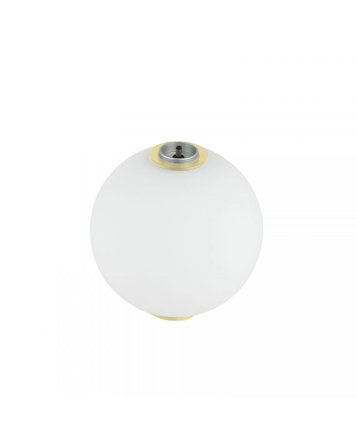 Détail du sommet du globe avec bague dorée et raccord fileté métallique